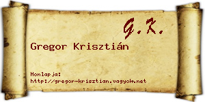 Gregor Krisztián névjegykártya